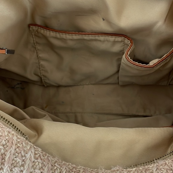 Anthropologie Urban Originals Oversized Raffia Straw Handbag Zip Closure Beige - Picture 6 of 9